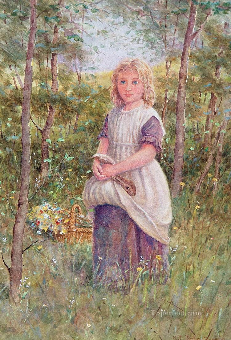 Country Girl by Henry James Johnstone British 04 Impressionist Oil Paintings